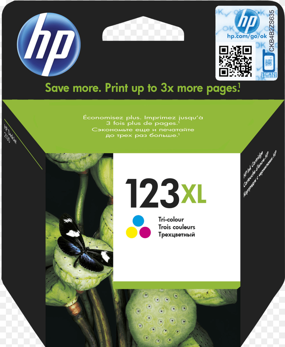 Hp 123xl High Yield Tri Color Original Ink Cartridge Hp, Qr Code, Advertisement, Food, Produce Png Image