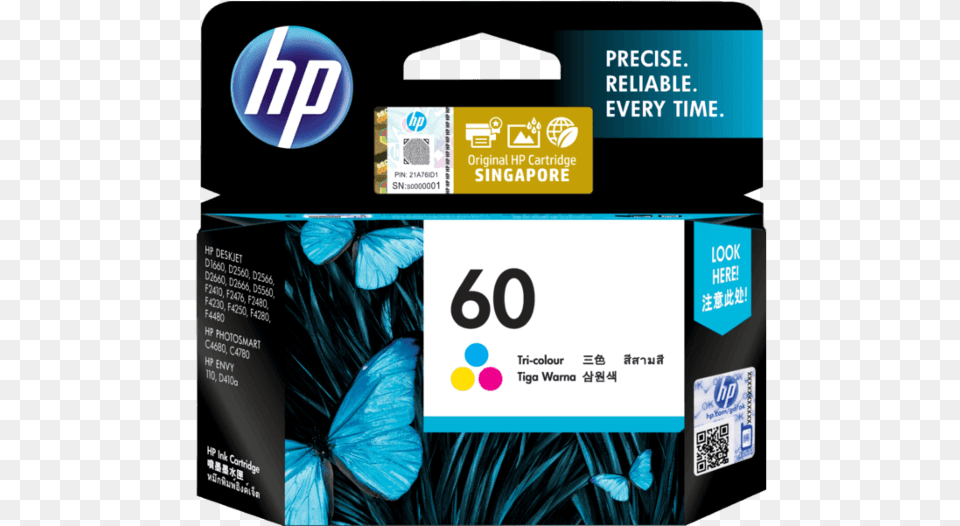 Hp 60 Color Ink Cartridge, Text, Qr Code, Paper Png Image