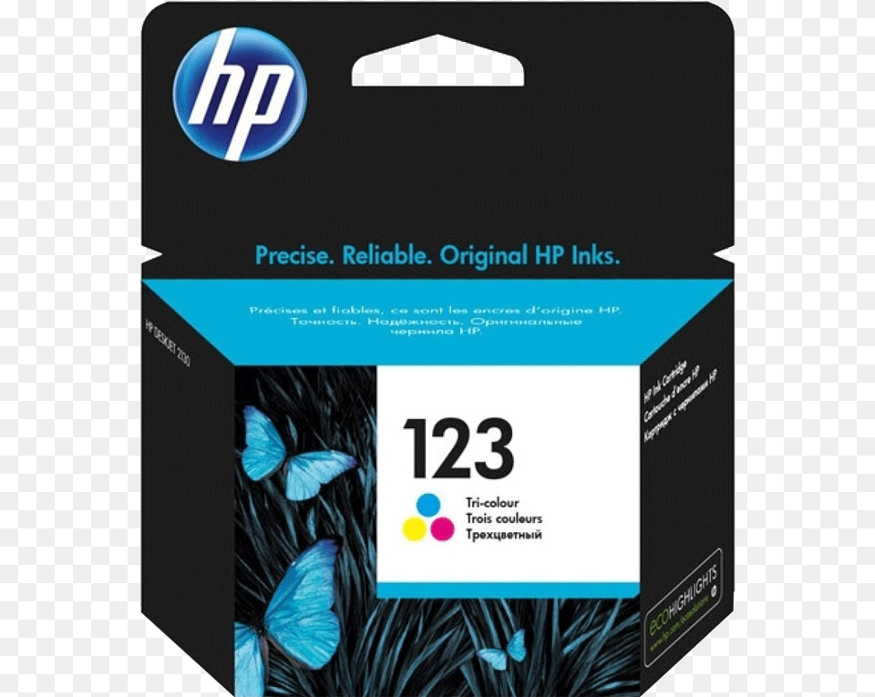 Hp Ink Cartridge 123 Tri Color Hp Ink 123 Black, Box, Advertisement, Poster, Computer Hardware Png Image