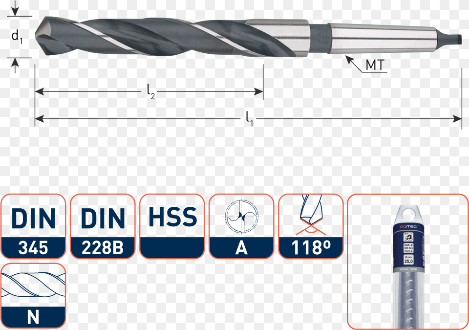 Hss Drill Bit Morse Taper Silver Line Meerfasenboor Free Png Download