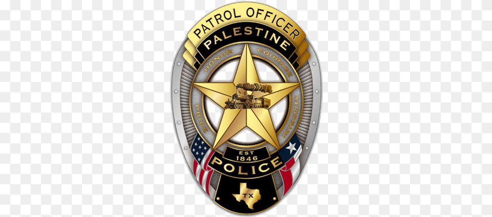 Http Cityofpalestinetx Palestine Texas Police Car, Badge, Logo, Symbol, Disk Free Png Download