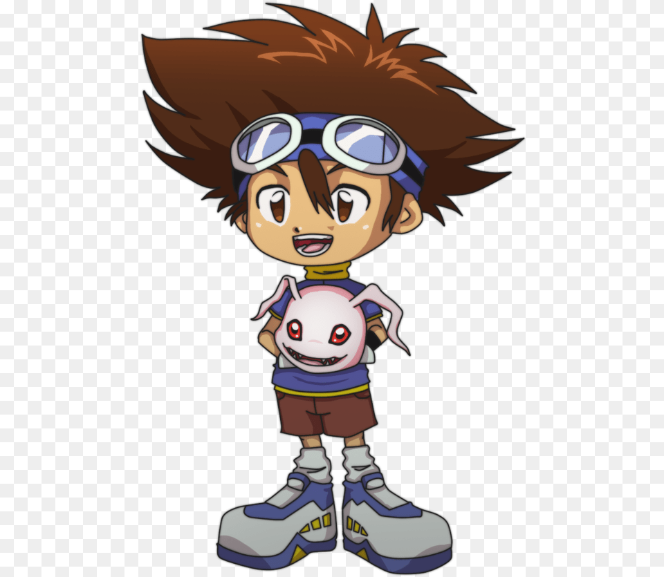 Http Fc01 Taichi With Koromon By Digimon Chibi, Book, Comics, Publication, Baby Free Png