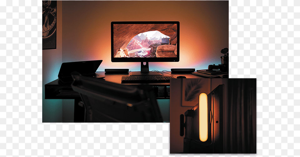 Hue Play For Gaming Philips Hue Light Bars, Hardware, Computer Hardware, Table, Screen Free Transparent Png