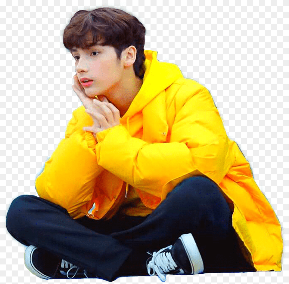 Hueningkai Txt Yellow Kpop Ulzzang Boy Kai Huening Kai Yellow, Person, Male, Teen, Coat Free Transparent Png