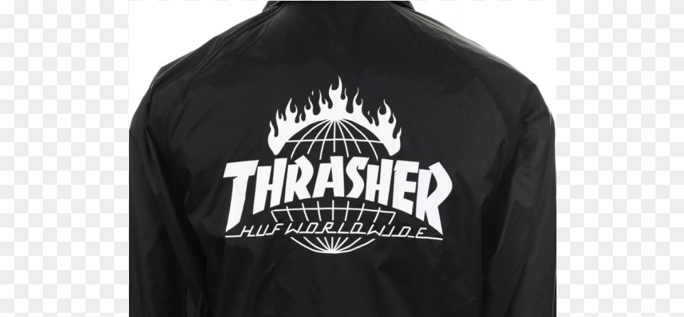 Huf Thrasher Worldwide Coach Jacket Coach Jacket Thrasher X Huf, Clothing, Coat, Shirt, Logo Png