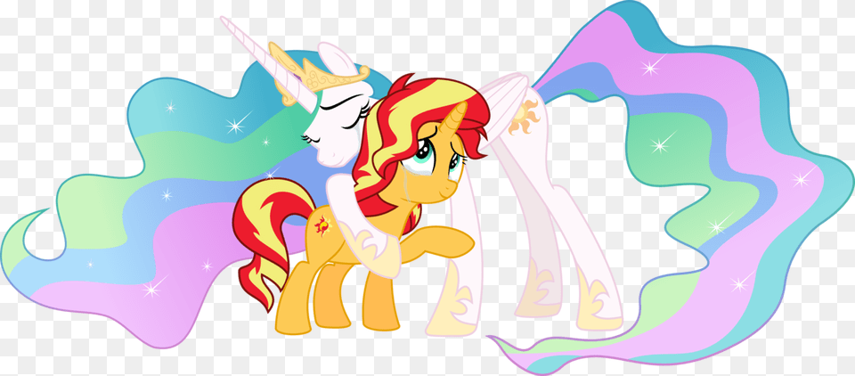 Hug Clipart Forgiveness Celestia And Sunset Shimmer, Art, Graphics, Face, Head Png Image