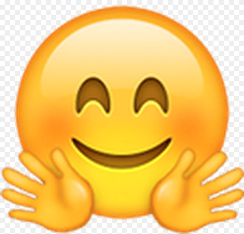 Hug Emoji Iphone Transparent Image Happy Face Emoji With Hands, Disk, Nature, Outdoors, Sky Free Png