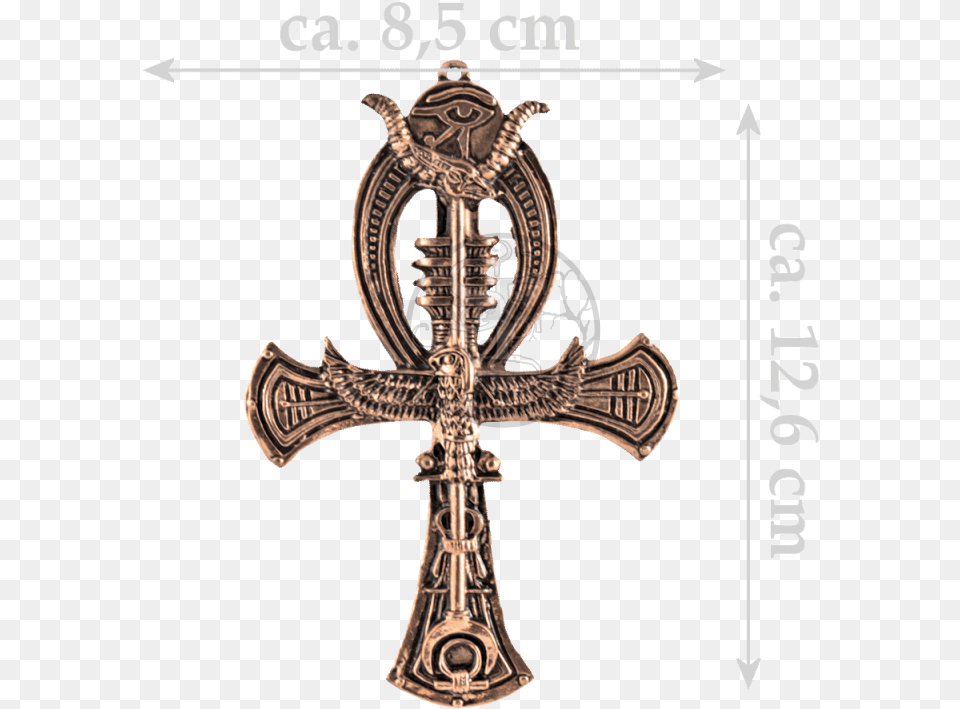 Huge Ankh With Horus Isis Amp Egyptian Symbols Ankh With Horns, Cross, Symbol, Person, Blade Free Png Download