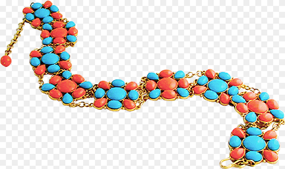 Huge Trifari Simulated Turquoise Amp Coral Cabochon Gold Bead, Accessories, Jewelry, Necklace, Bracelet Png Image