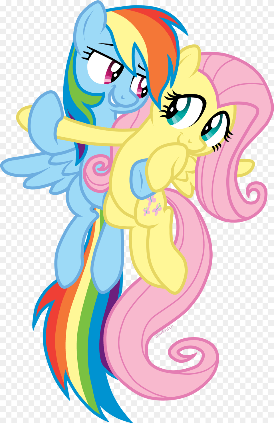Hugging Clipart Transparent Rainbow Dash And Fluttershy Hug, Art, Graphics, Baby, Person Free Png
