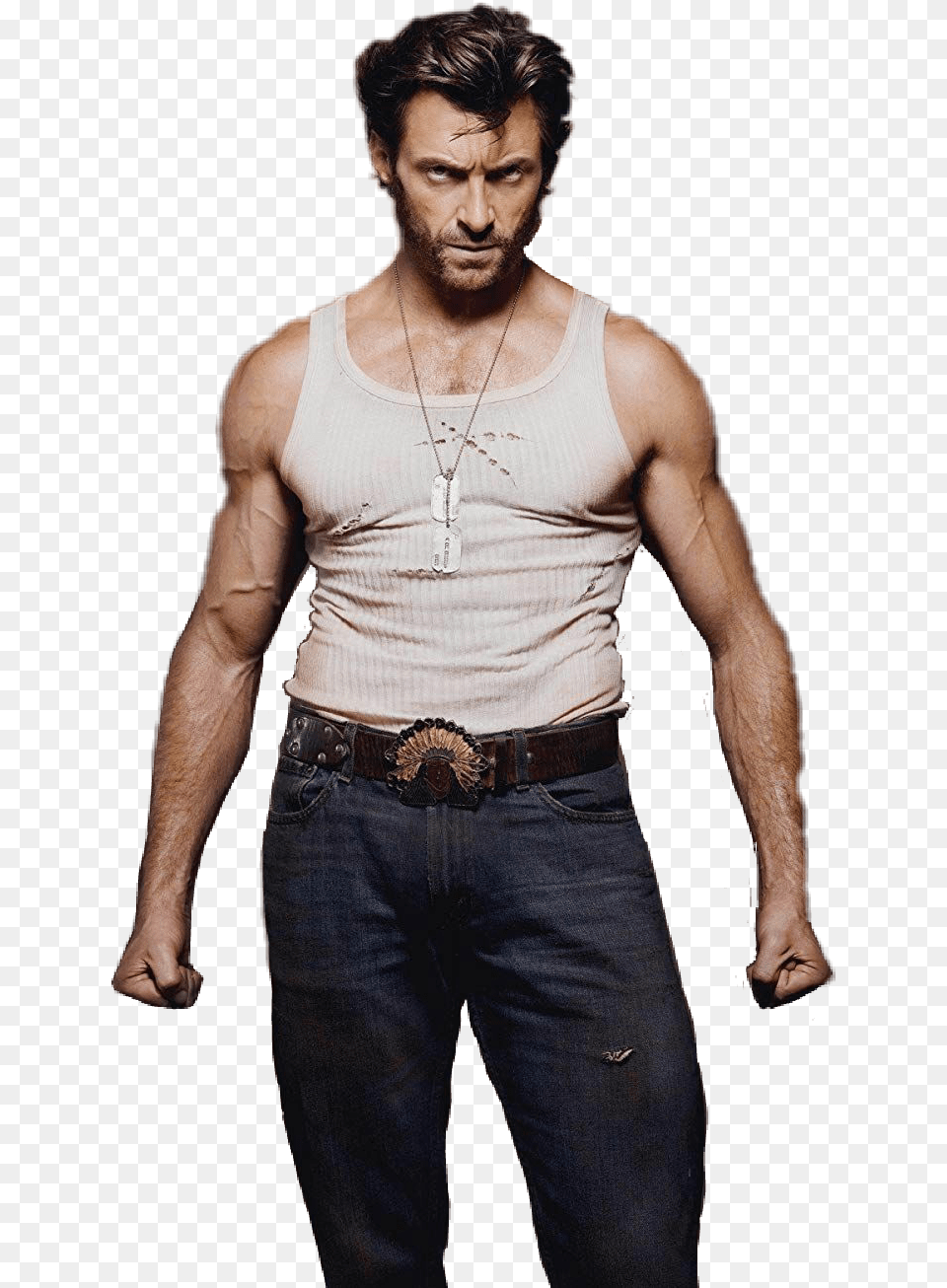 Hughjackman Wolverine Actor Maleactor Abs Model Shirtless Men Wearing Dog Tags, Accessories, Pendant, Clothing, Pants Free Png