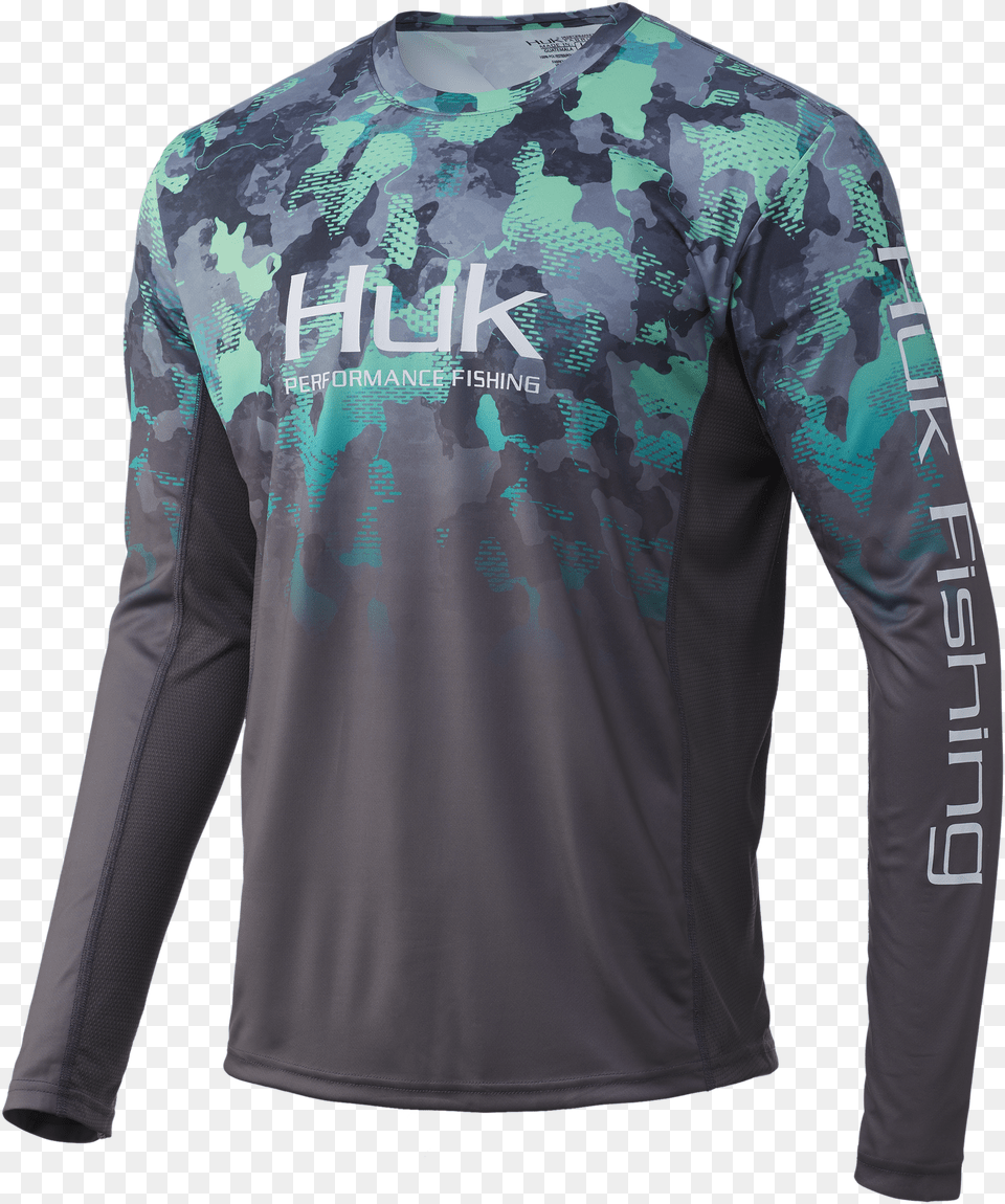 Huk Icon X Refraction Fade Shirt Fishing Shirts Long Sleeve, Clothing, Long Sleeve, Coat Free Png