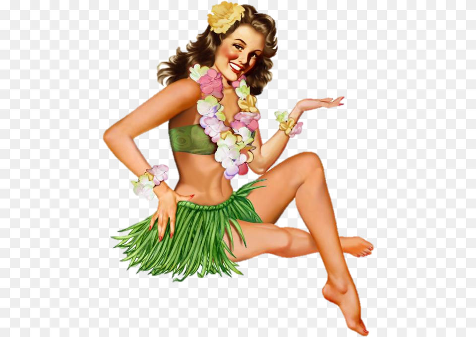 Hula Girls Pin Hawaiian Girl Pin Up, Accessories, Plant, Ornament, Flower Free Png