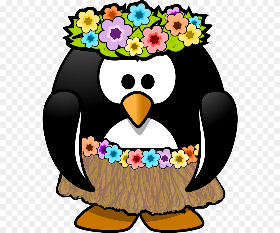 Hula Penguin, Animal, Bird, Flower, Plant Free Png