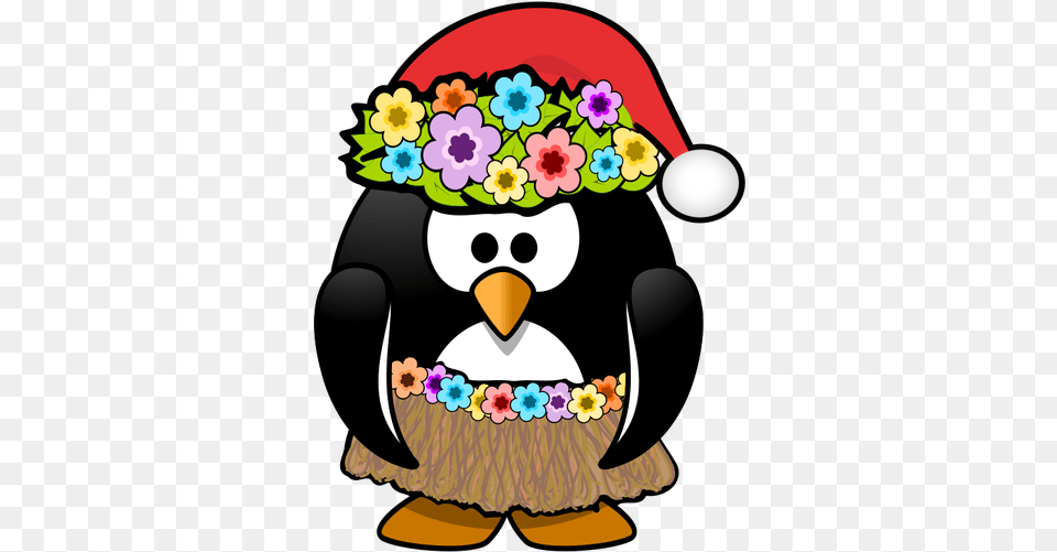 Hula Penguin Ready With Christmas Hat Vector Clip Art Svg Clipart Christmas In July Penguin, Nature, Outdoors, Snow, Snowman Free Png
