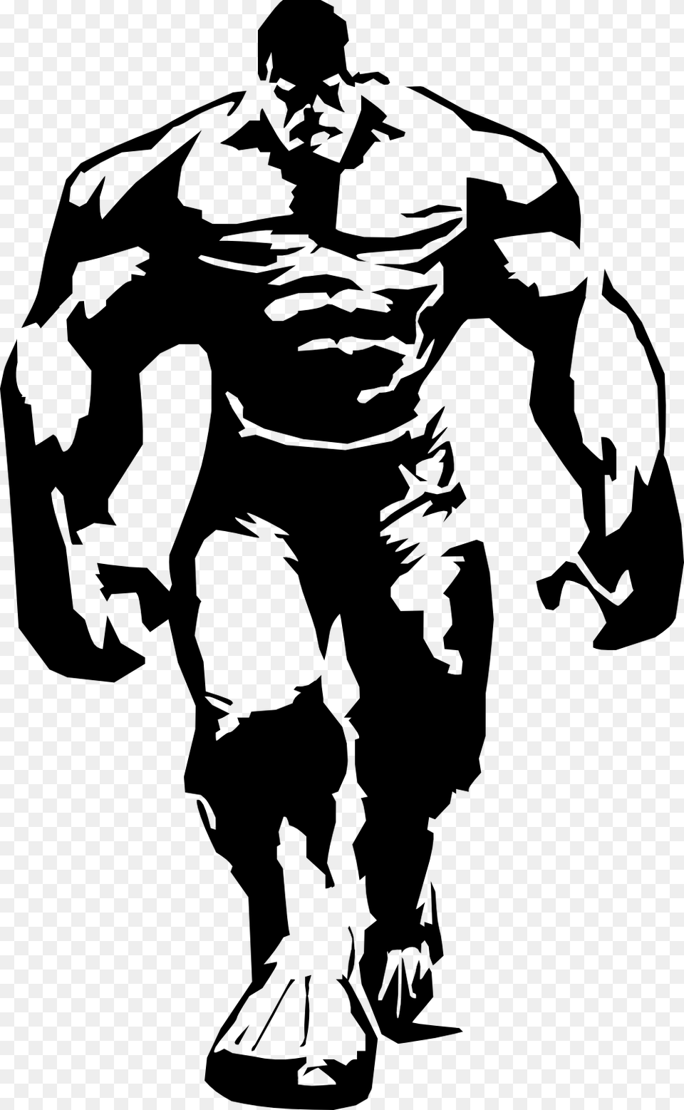 Hulk Silhouette Stencil Airbrush Painting Hulk Black And White, Adult, Male, Man, Person Free Transparent Png