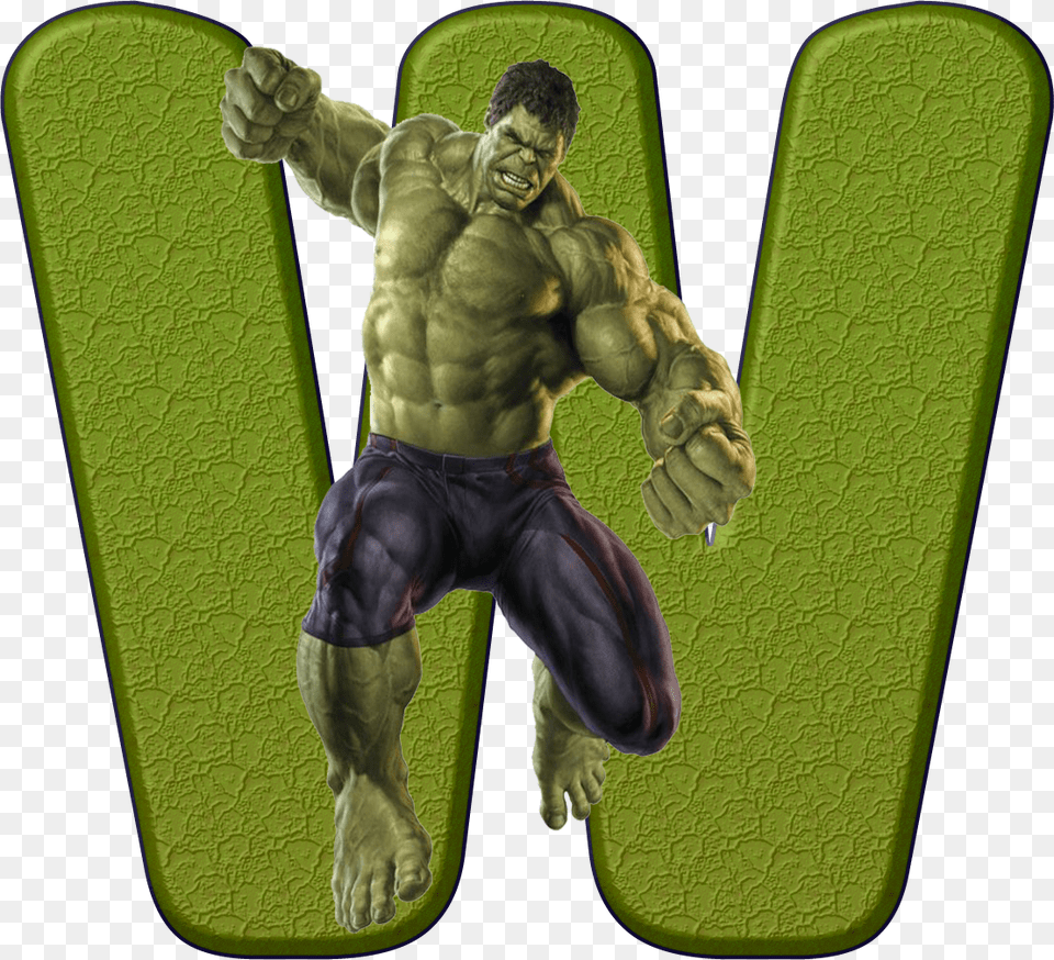 Hulk W Letra L De Superheroes, Adult, Male, Man, Person Png Image