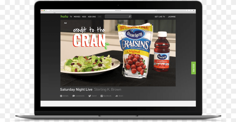 Hulu Ocean Spray Craisins Original Dried Cranberries, Food, Lunch, Meal, Computer Free Png