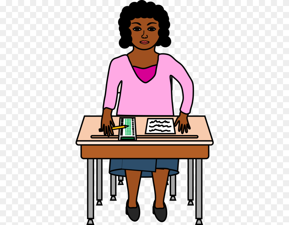 Human Behaviorgirlsitting Take A Test, Table, Desk, Furniture, Adult Free Png