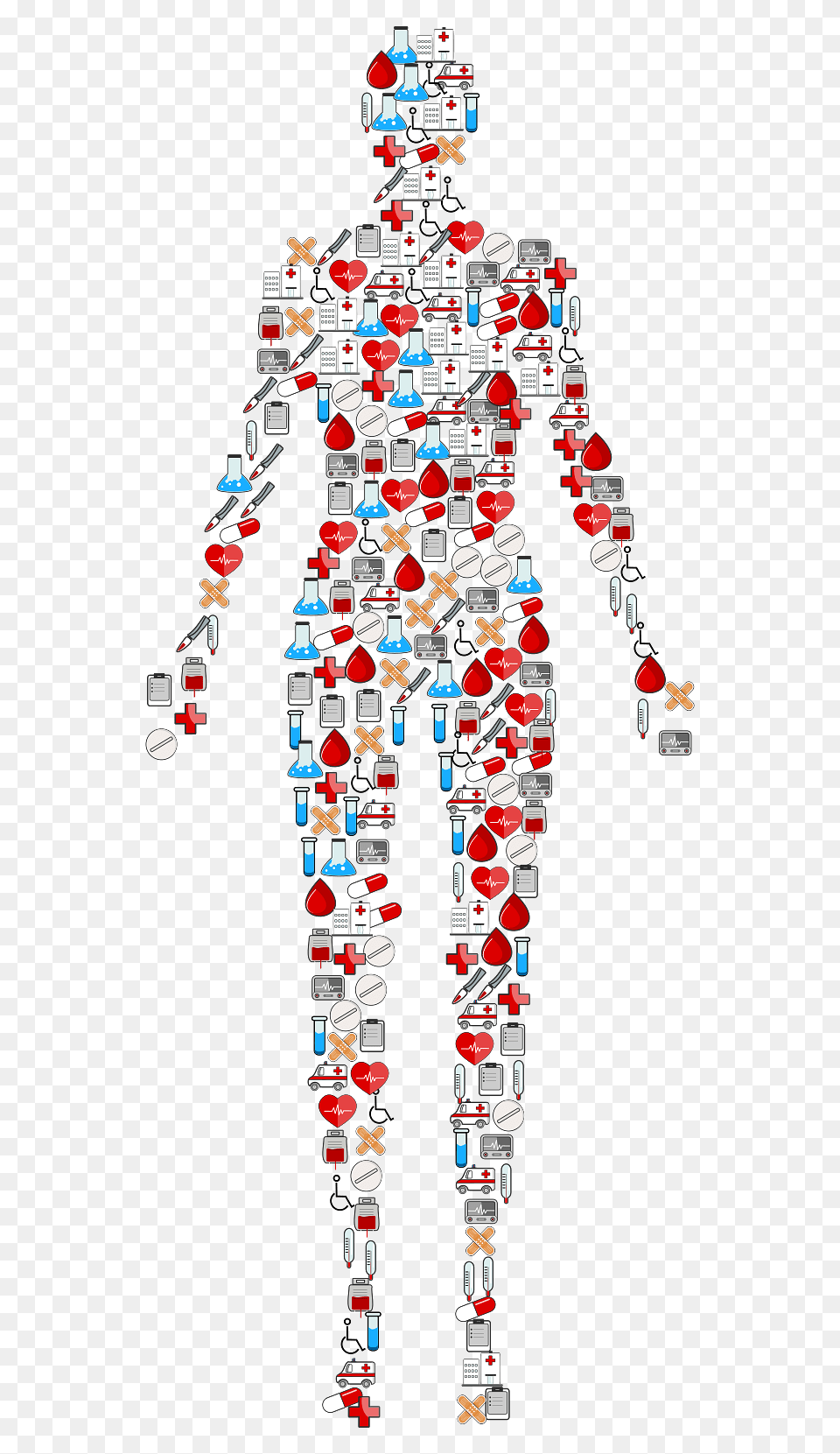 Human Body Made With Medical Icons, Art, Collage Free Png