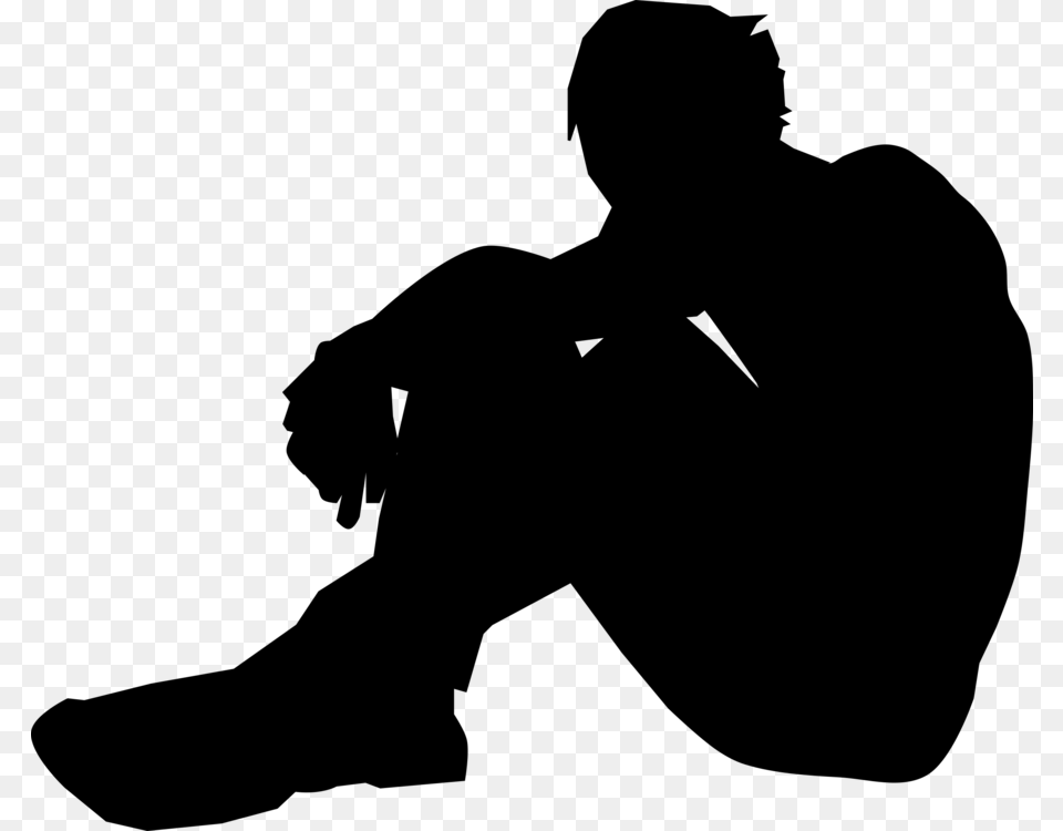 Human Character Sad Person Silhouette, Gray Free Png