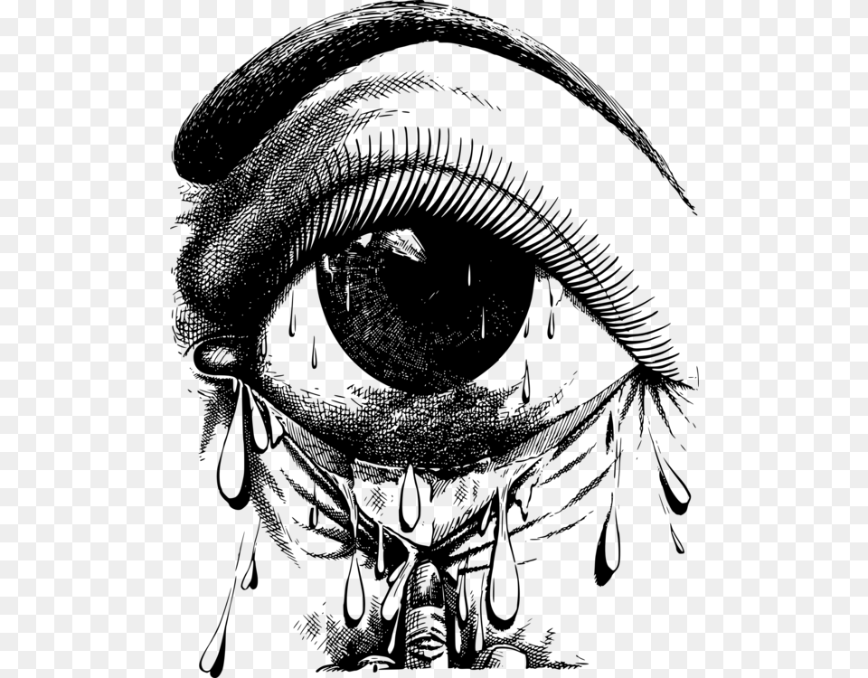 Human Eye Crying Tears Drawing Crying Eyes Clipart, Gray Free Png