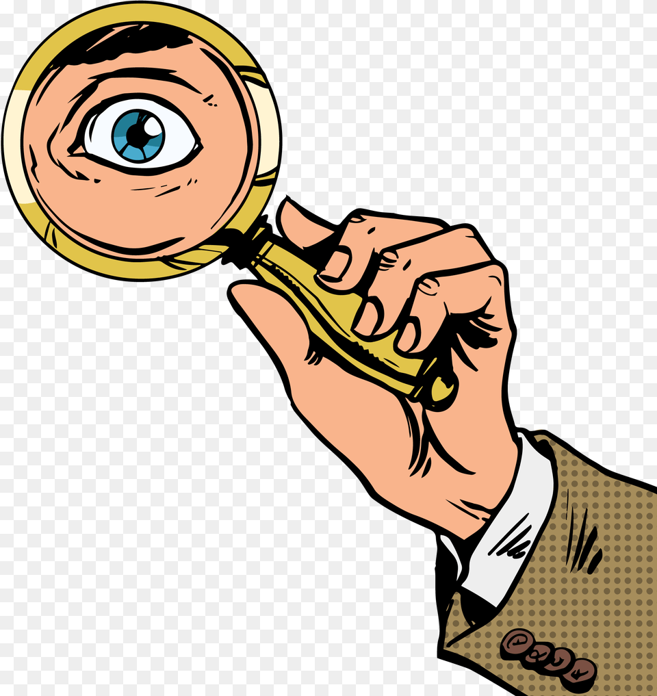 Human Eye Illustration And Eye With Magnifying Glass, Adult, Male, Man, Person Free Png