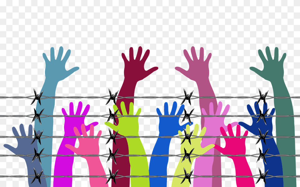 Human Hands Raised Colors Clipart, Art, Wire, Person, Barbed Wire Free Png Download
