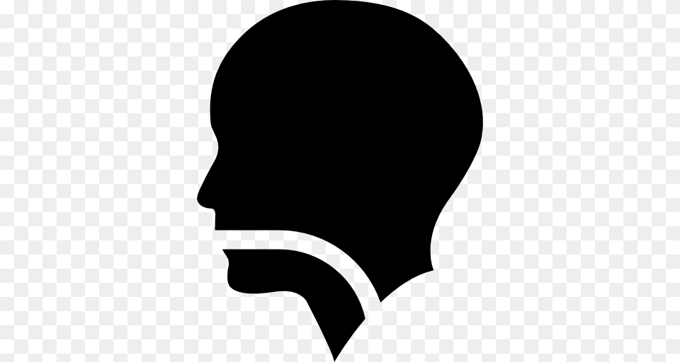 Human Head Silhouette With A Line In Mouth Pharynx And Larynx, Stencil, Person, Face, Clothing Png Image
