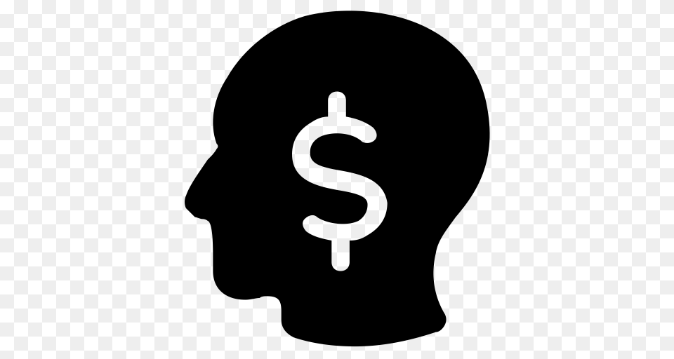 Human Head With Dollar Sign Contour Liner Icon With, Gray Png