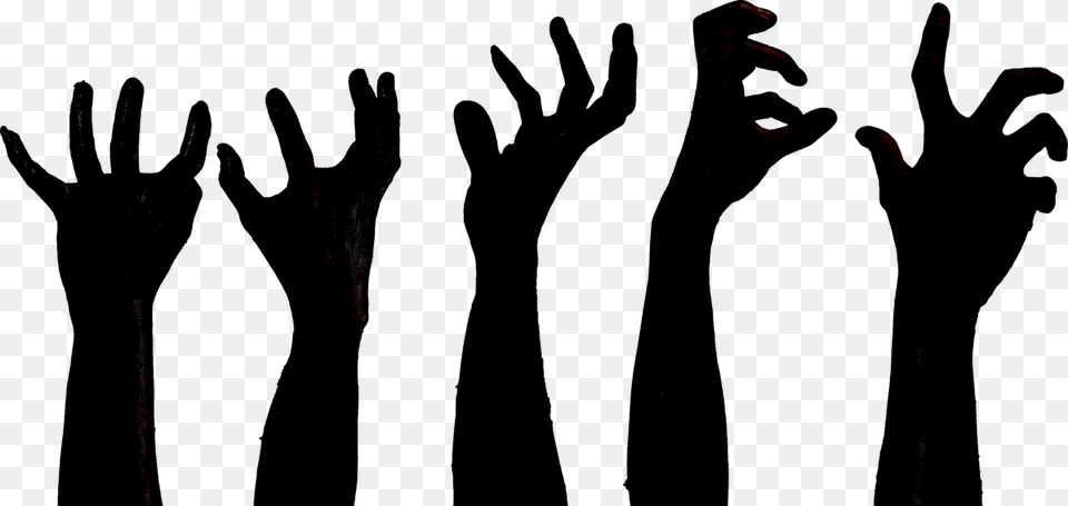 Human Shadow Zombie Hands, Silhouette, Fireworks, Body Part, Hand Free Png Download