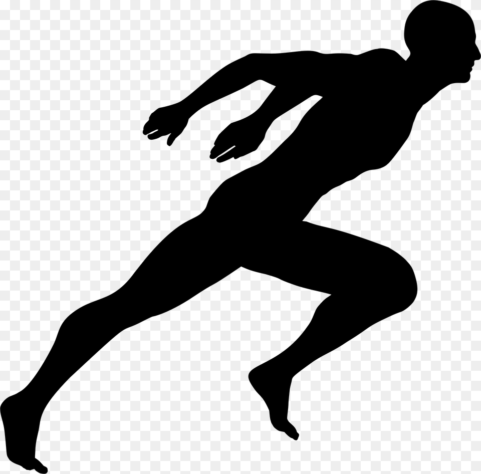 Human Silhouette Running Man Sprinting Silhouette, Gray Free Transparent Png