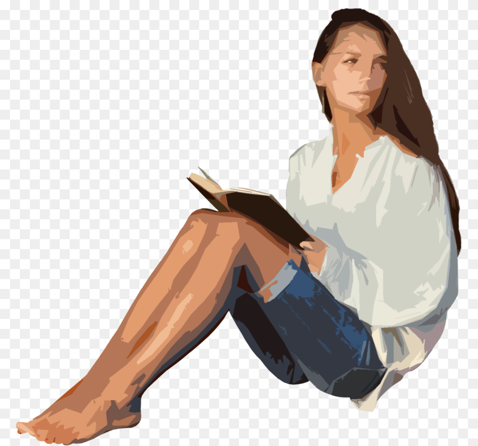 Human Sitting, Person, Clothing, Shorts, Reading Free Png Download