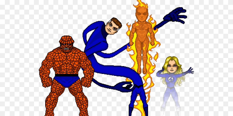 Human Torch Clipart Fantastic Marvel Microheroes Fantastic Four, Publication, Book, Comics, Person Free Png