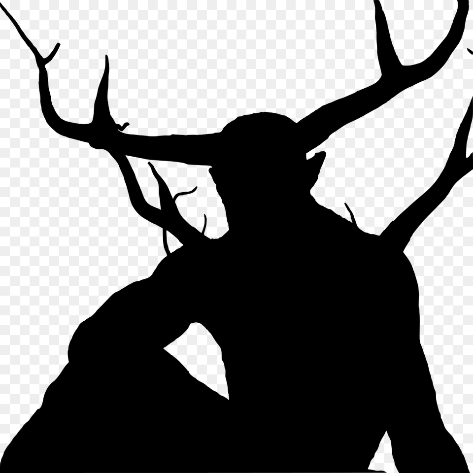 Human With Deer Antlers, Gray Png Image