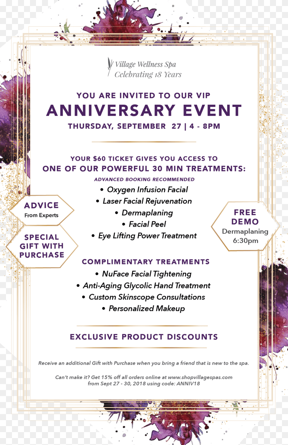 Humbertown Village Spa Anniversary, Advertisement, Poster, Text Free Png Download