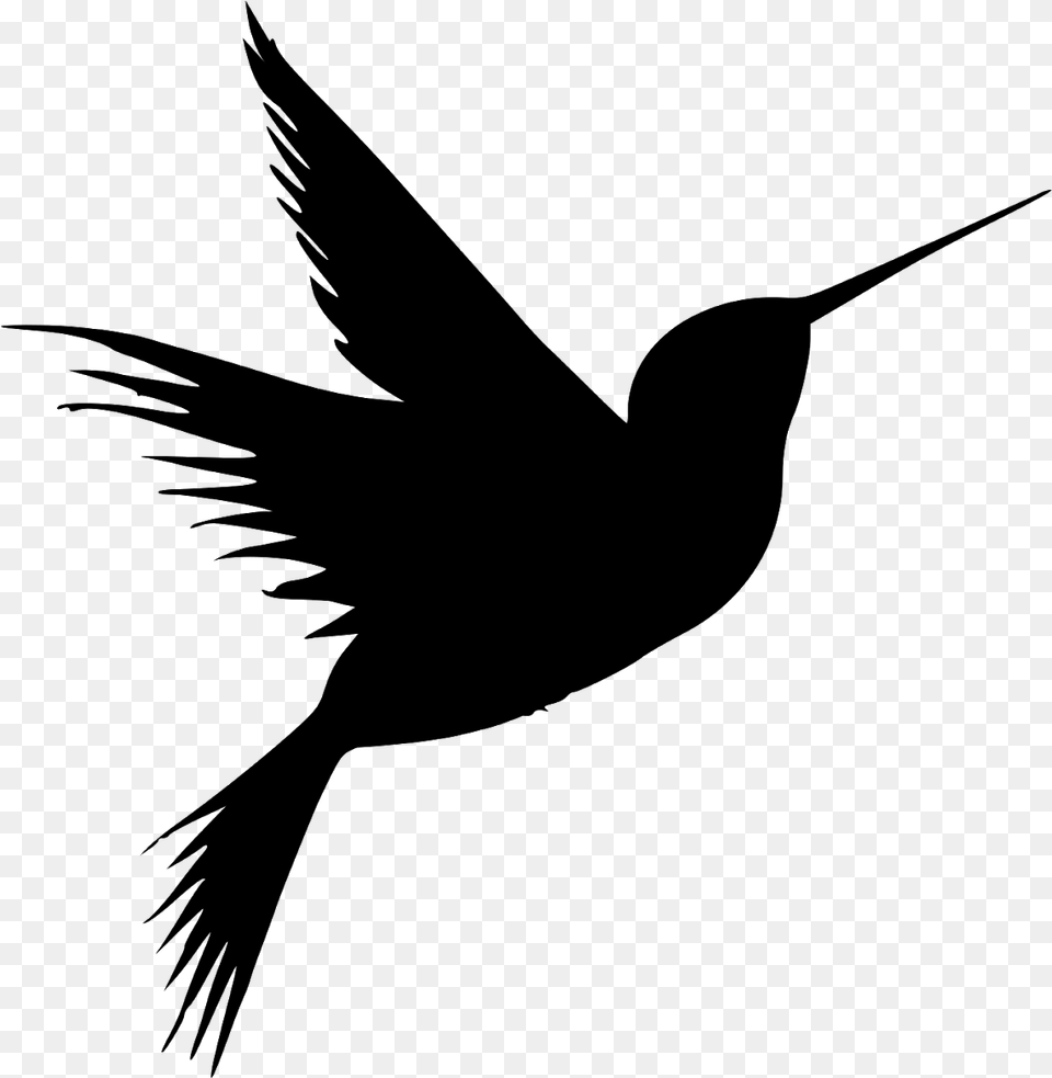 Hummingbird Silhouette Bird Tattoo Flying Animal Hummingbird Silhouette Tattoo, Gray Free Png