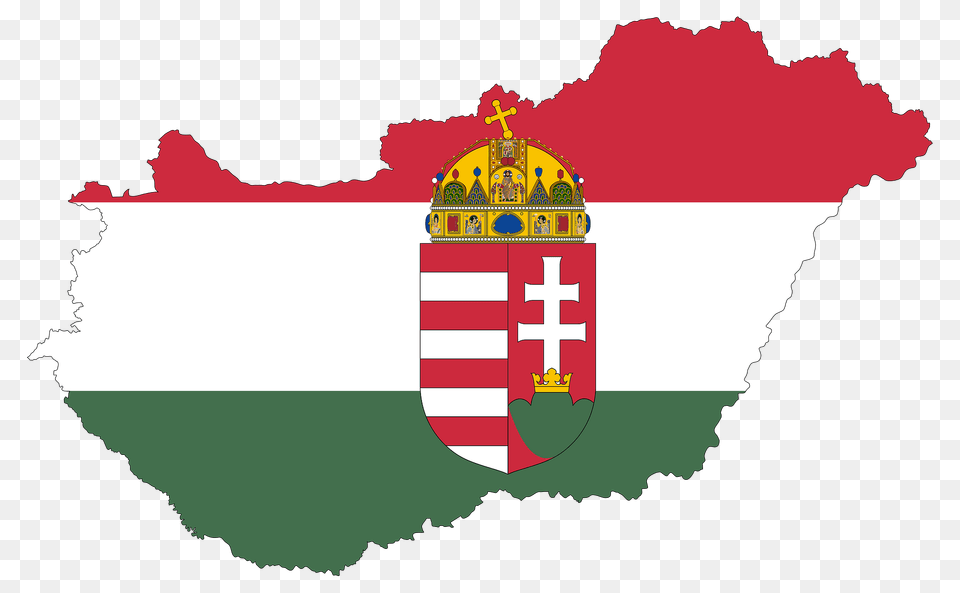 Hungary Map Flag With Stroke And Coat Of Arms Clipart Free Transparent Png