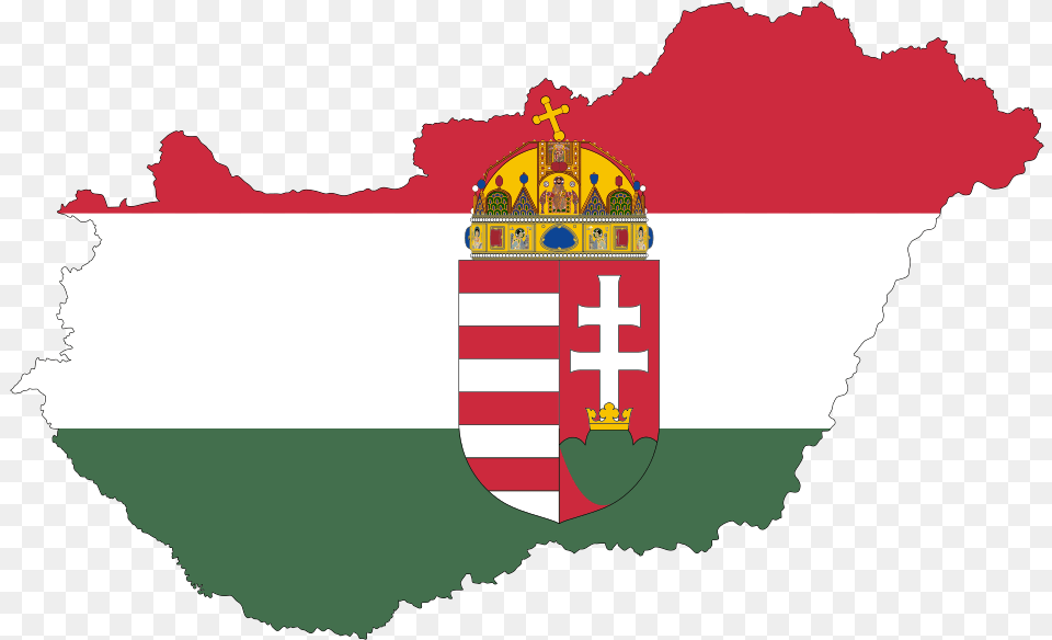 Hungary Map Flag With Stroke And Coat Of Arms Map Of Hungary With Flag Free Transparent Png