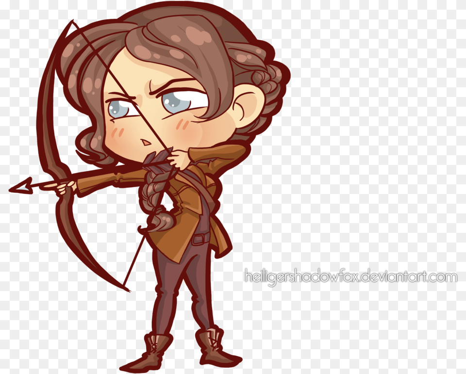Hunger Chibi Games Katniss Everdeen Animation Drawing, Archer, Sport, Person, Weapon Free Transparent Png
