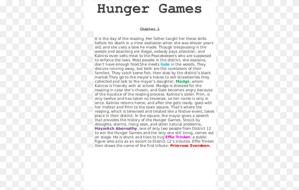 Hunger Games Birthday Scenario, Page, Text, Newspaper Free Png