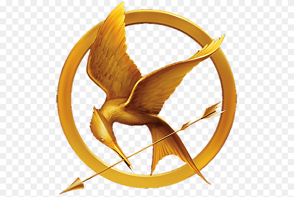 Hungergames Katnisseverdeen Peetamellark Everlark Hunger Games Logo, Animal, Bird, Gold Png