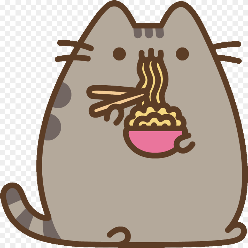 Hungry Cat Sticker By Pusheen Clipart Download Pusheen Ice Cream Gif, Bag, Nut, Food, Vegetable Png