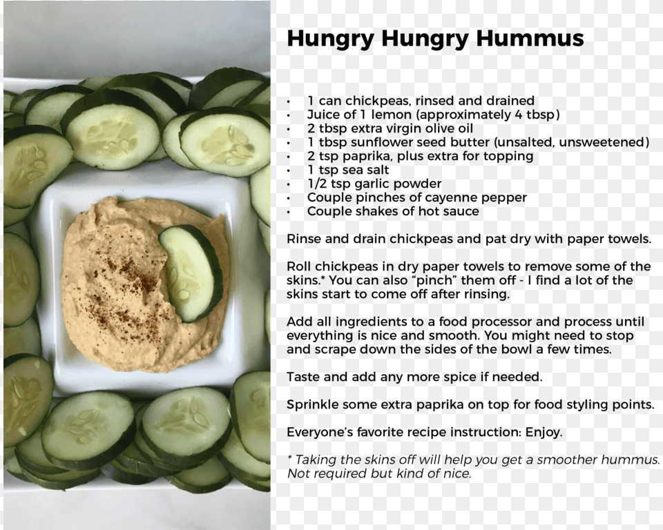 Hungry Hungry Hummus Recipe Zucchini, Vegetable, Cucumber, Produce, Plant Free Png Download