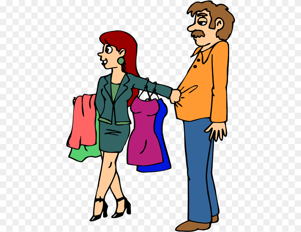 Hunt Clipart Interested Person Husband And Wife Shopping Clipart, Clothing, Coat, Face, Head Free Png