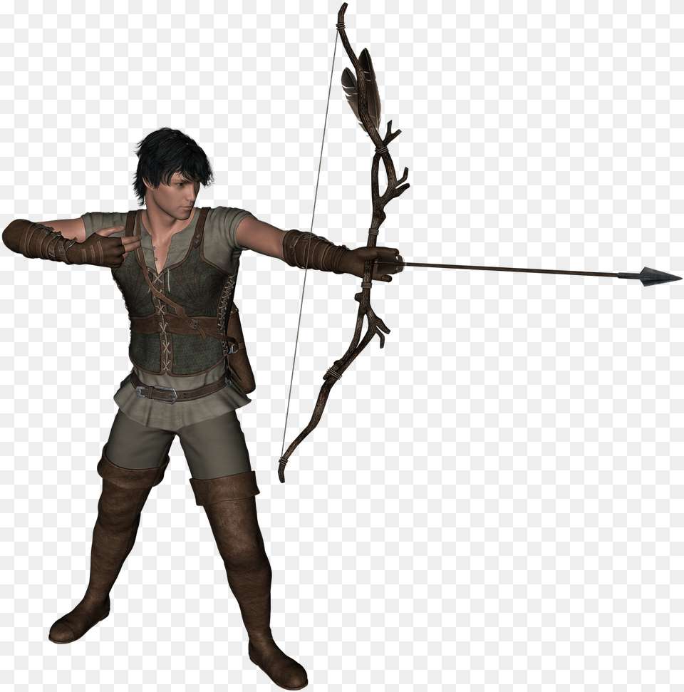 Hunter Bow And Arrow, Weapon, Archer, Archery, Sport Free Png