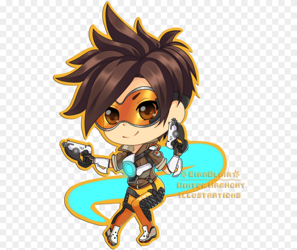 Hunter Clip Tracer Tracer Chibi Overwatch, Book, Comics, Publication, Baby Png Image