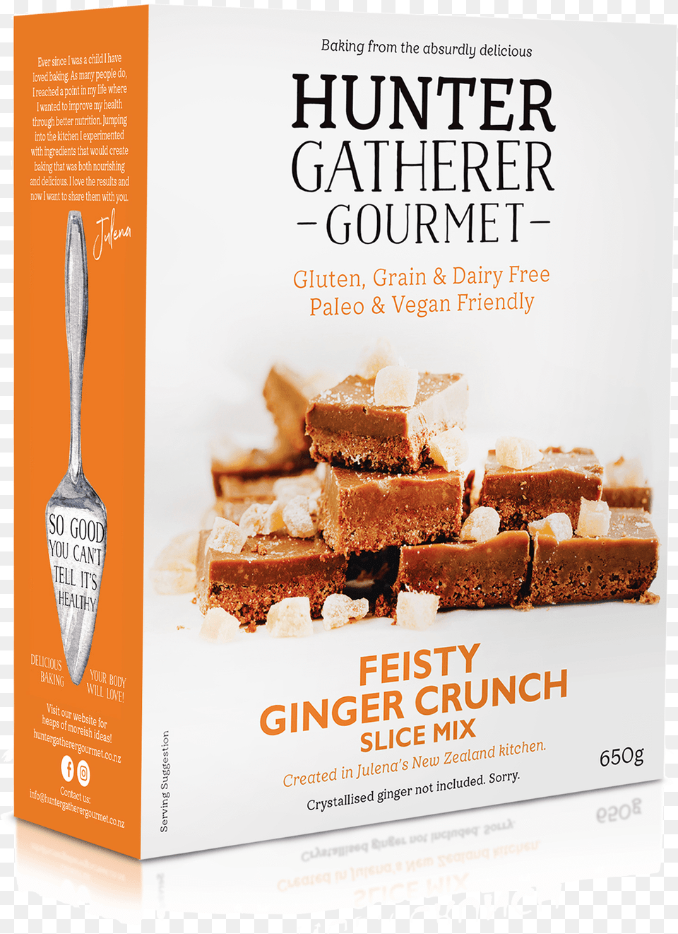 Hunter Gatherer Feisty Ginger Crunch Slice Baking Mix 650g Chocolate, Advertisement, Dessert, Food, Poster Png Image
