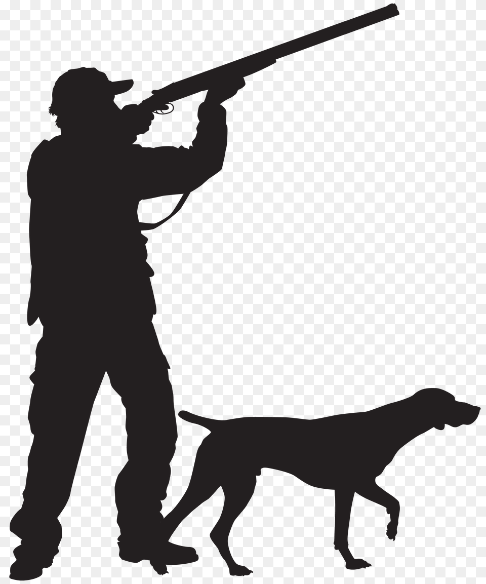 Hunter With Dog Silhouette Clip Art Gallery, Lighting Free Png