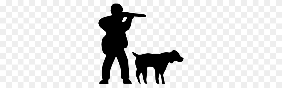 Hunter With His Dog Sticker, Silhouette, Hunting, Person, Man Png Image